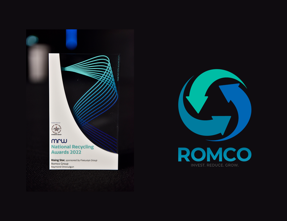 Romco CEO & Founder Raymond Onovwigun wins the Rising Star Award at the National Recycling Awards 2022